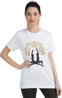 Women Printed, Typography Round Neck Pure Cotton White T-Shirt