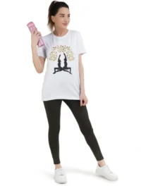Women Printed, Typography Round Neck Pure Cotton White T-Shirt - Image 3