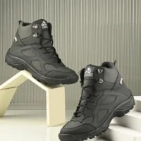 Leo Waterproof Non-Slip Lightweight Outdoor High Top Ankle Boots For Men Hiking Shoes & Trekking Shoes For Men  (Grey, Black , 6)