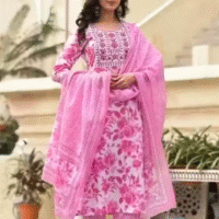 Trupti pink embroidery kurta with bottom and dupatta set