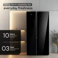 Godrej 600 L Frost Free Side by Side 3 Star Refrigerator with Powered By AI, Smart convertible Zones With Digital Touch Panel  (Black Glass, RS EONVELVET 600C RIT BK GL) - Image 4