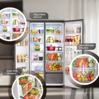 Godrej 600 L Frost Free Side by Side 3 Star Refrigerator with Powered By AI, Smart convertible Zones With Digital Touch Panel  (Black Glass, RS EONVELVET 600C RIT BK GL) - Image 3