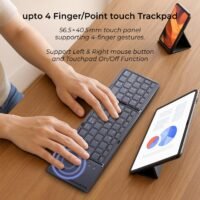 N Pro Foldable Bluetooth Keyboard with Touchpad, Portable Wireless with USB-C Rechargeable, Pocket Size Slim Folding Keyboard for iPads Tablets Laptop Grey - Image 2