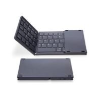 N Pro Foldable Bluetooth Keyboard with Touchpad, Portable Wireless with USB-C Rechargeable, Pocket Size Slim Folding Keyboard for iPads Tablets Laptop Grey