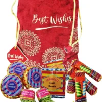 FabBites Bhai Dooj, Diwali Gift for Brother-Cracker Chocolate in Velvet Potli for Bhaiya Fiber Gift Box  (Red)