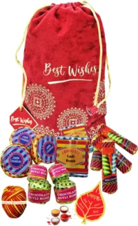 FabBites Bhai Dooj, Diwali Gift for Brother-Cracker Chocolate in Velvet Potli for Bhaiya Fiber Gift Box  (Red)